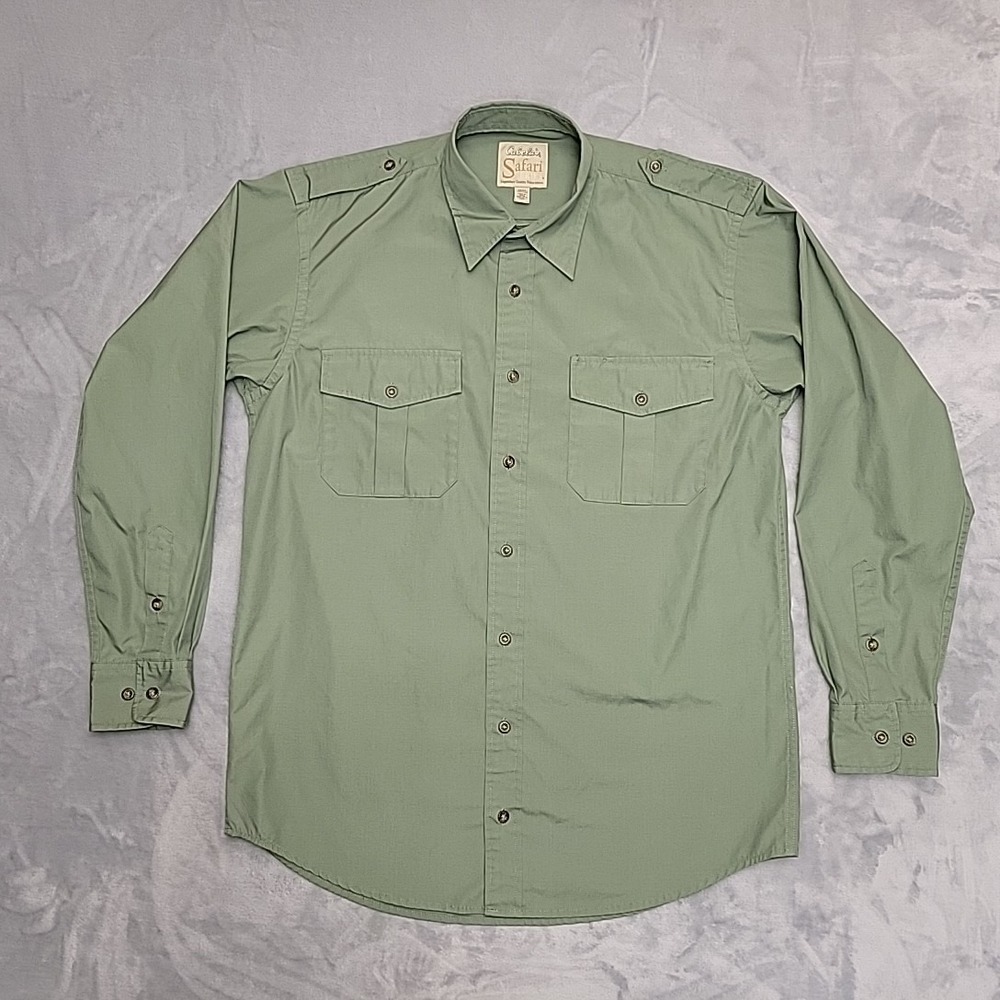 Cabela's Shirt Mens Medium Tall Green Safari Series Safari Hunting Outdoor